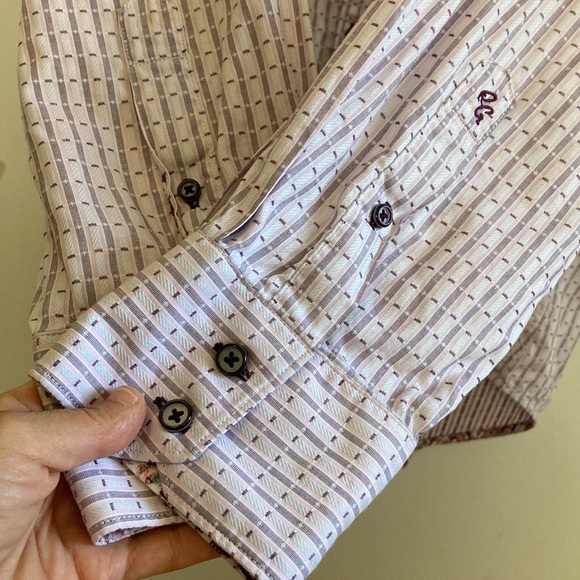 Robert Graham Dress Shirt Mens XL Classic Fit Pink Purple Flip Cuff Floral - Picture 8 of 15